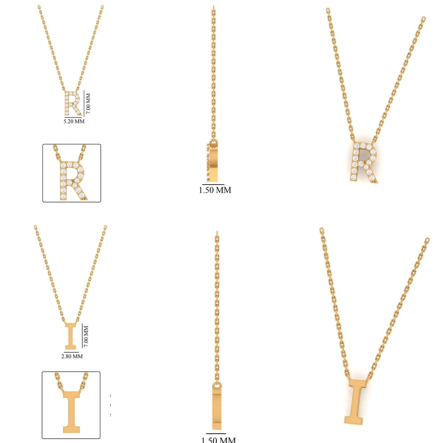 Two Initial Diamond Charm Necklace
