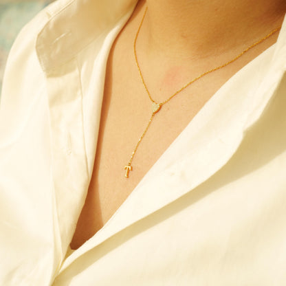 Heart Diamond Initial Lariat Necklace