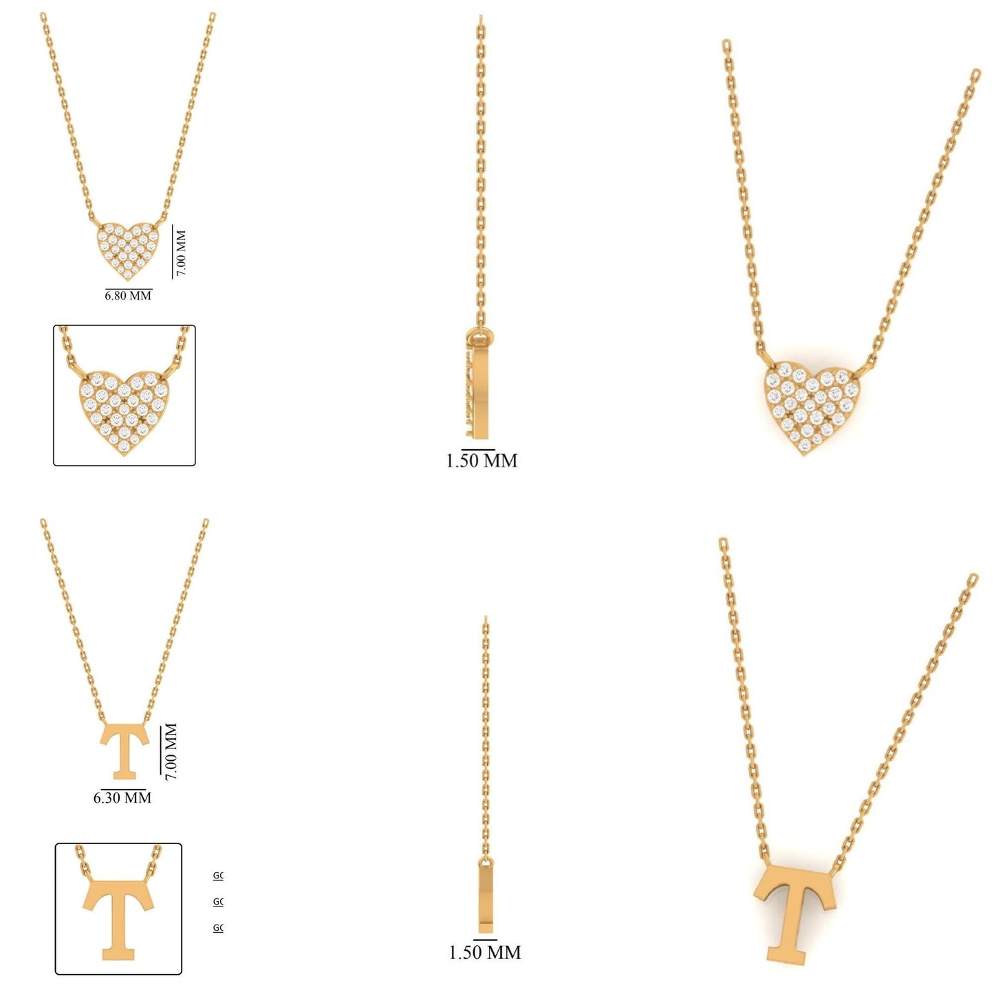 Heart Diamond Initial Lariat Necklace