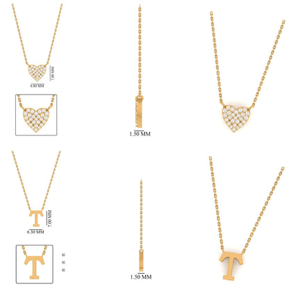 Heart Diamond Initial Lariat Necklace