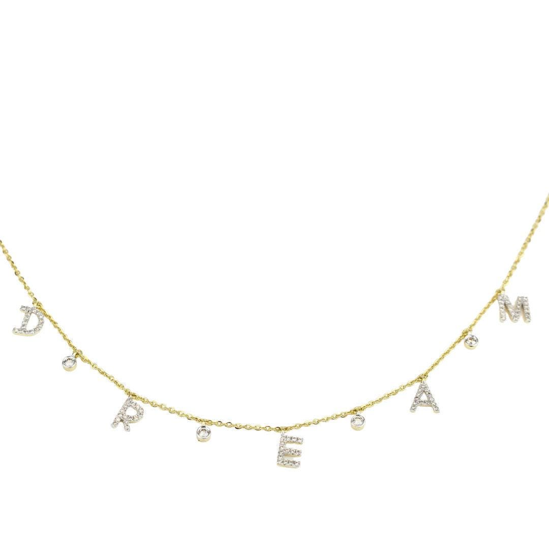 Dangle Dream Letter Diamond Necklace
