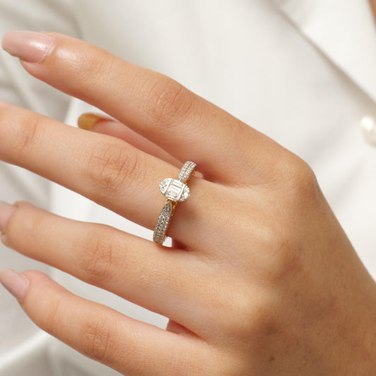Oval Cluster Natural Diamond Ring