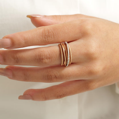 Twist Diamond Broad Band Ring