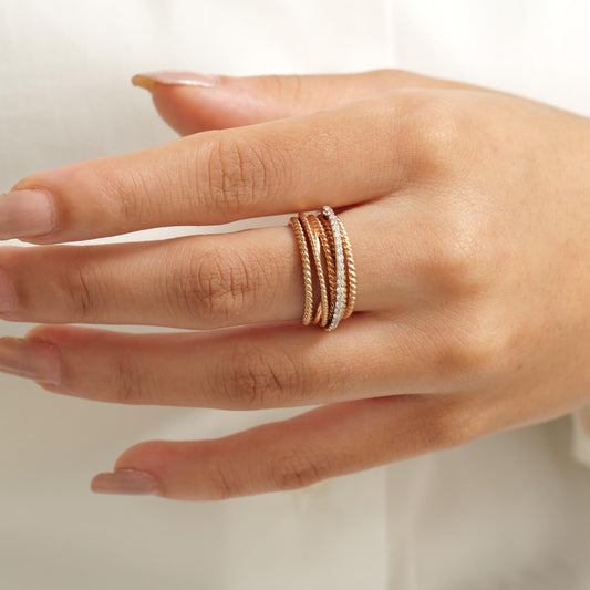 Twist Diamond Broad Band Ring