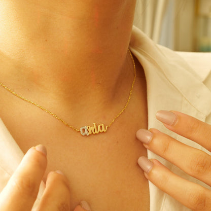 Initial Script Name Diamond Necklace