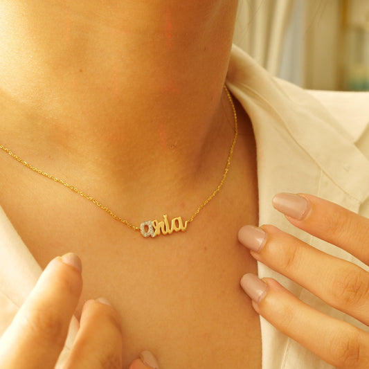 Initial Script Name Diamond Necklace