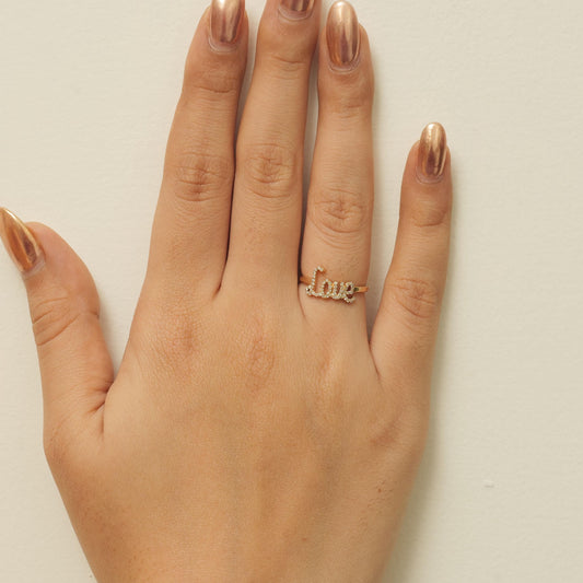Love Script Diamond Ring