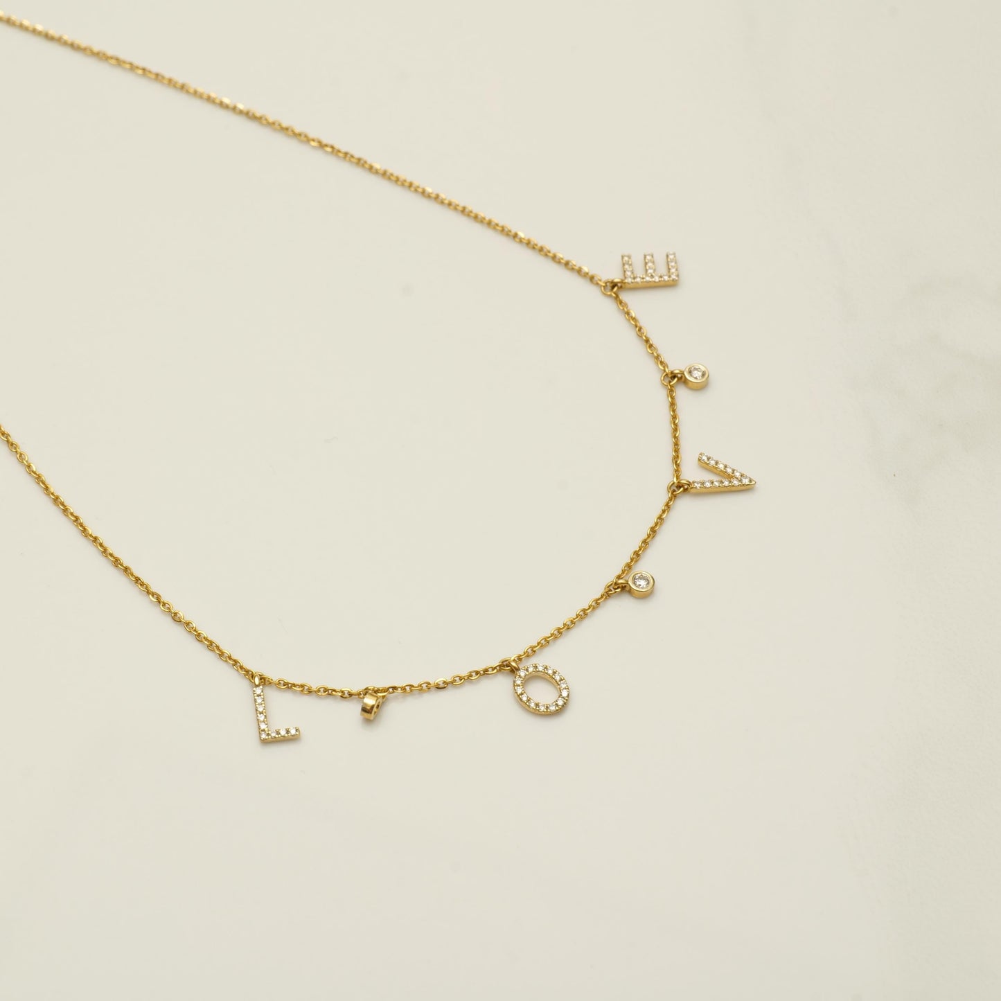 Dangle Love Letter Diamond Necklace