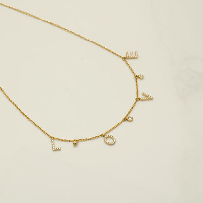 Dangle Love Letter Diamond Necklace