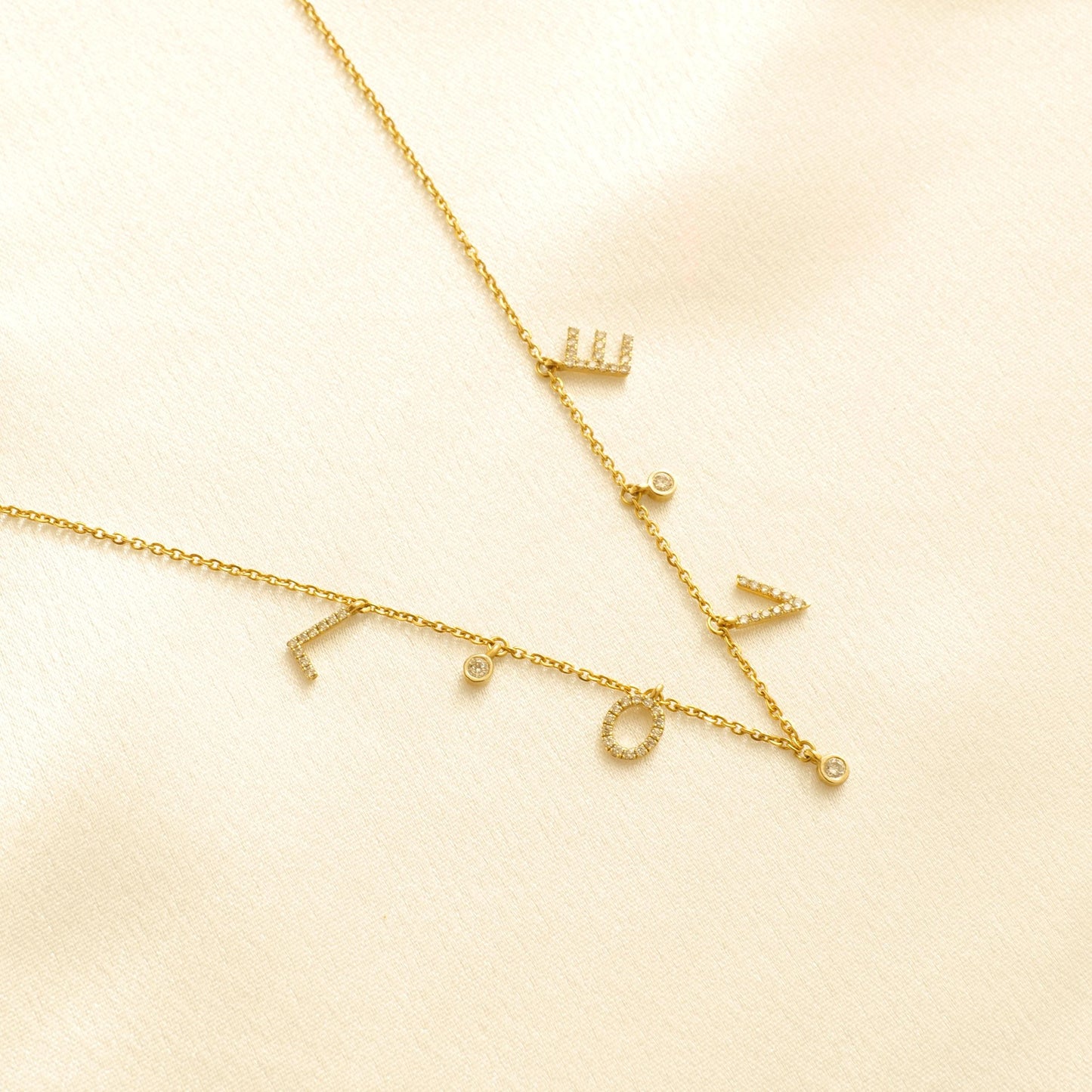 Dangle Love Letter Diamond Necklace