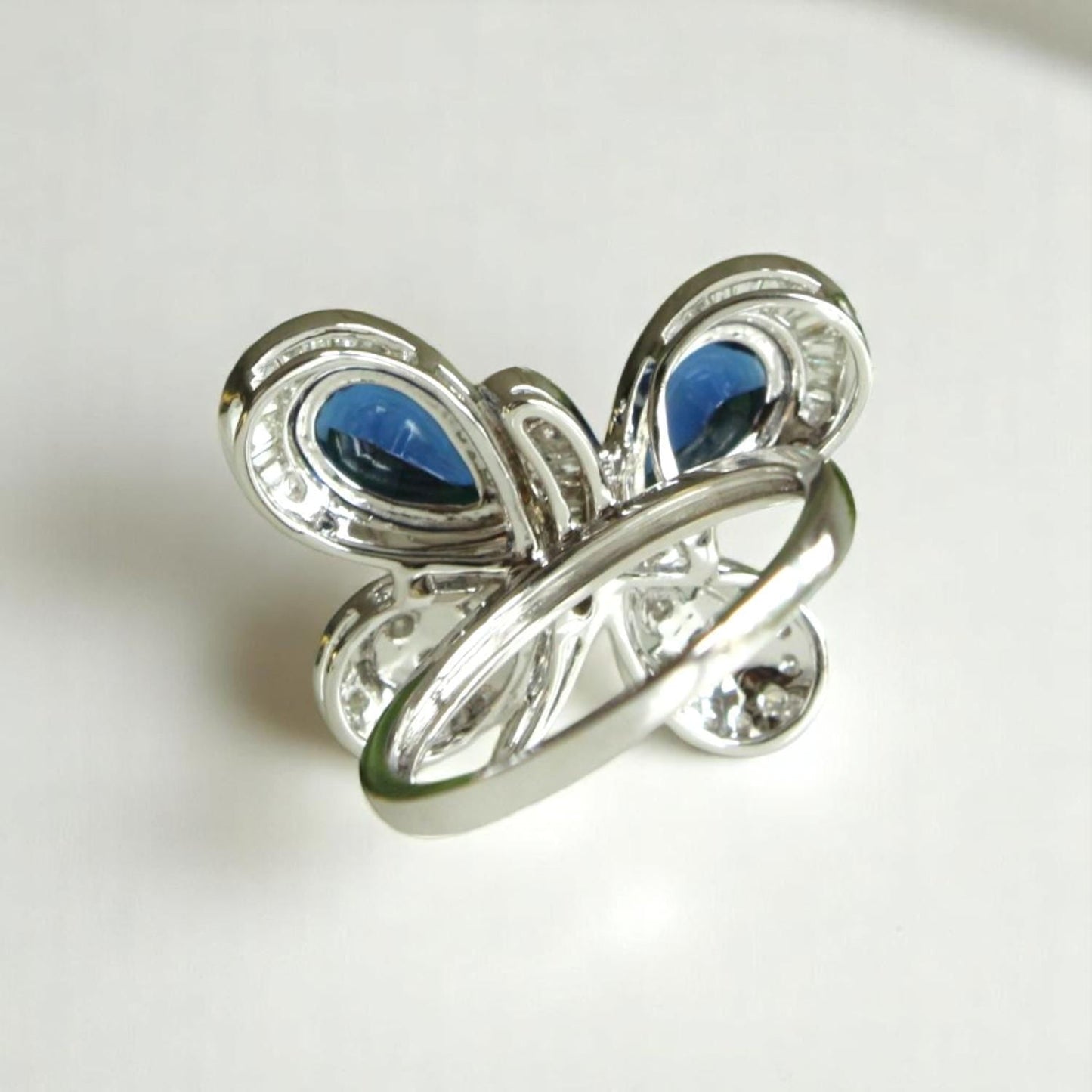 Blue Sapphire Butterfly Diamond Ring
