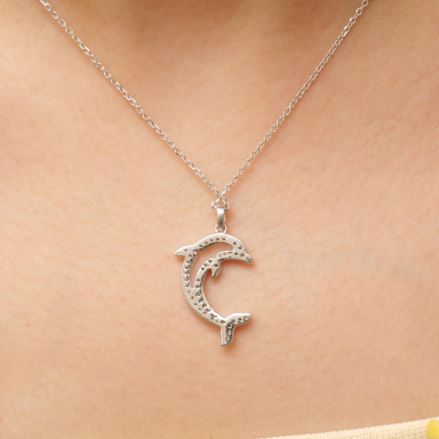 Dolphin Natural Diamond Pendant