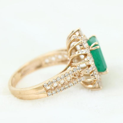 Emerald Diamond Halo Ring