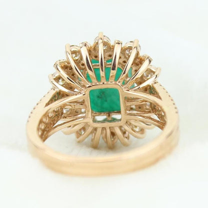 Emerald Diamond Halo Ring