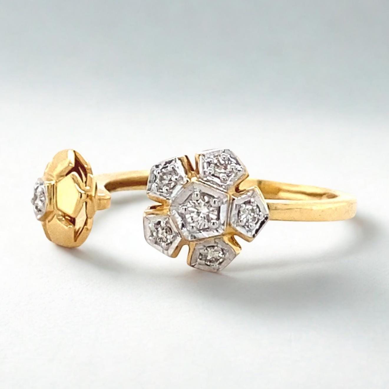 Flower diamond open ring