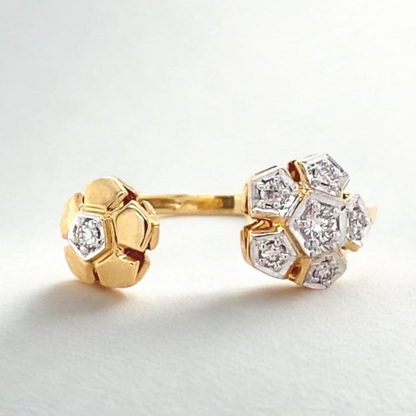 Flower diamond open ring