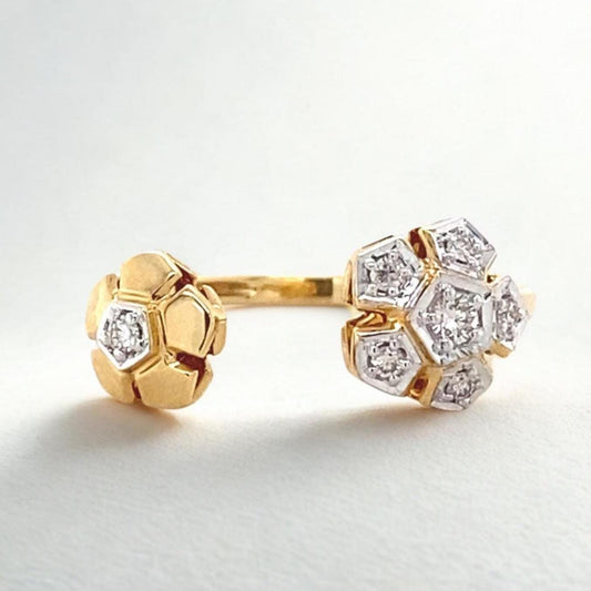 Flower diamond open ring