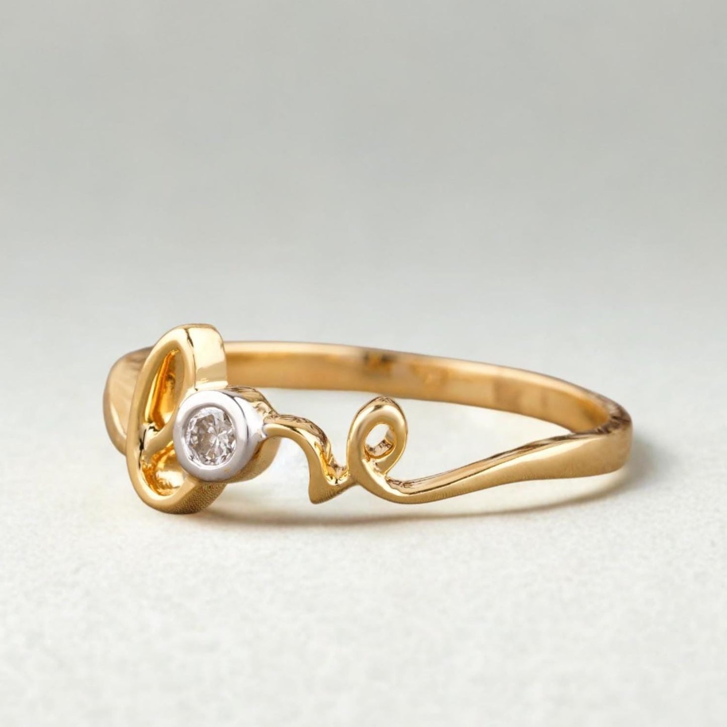 Diamond Love Script Ring