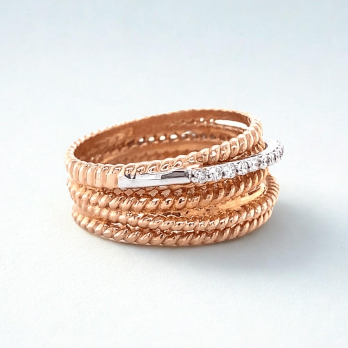 Twist Diamond Broad Band Ring