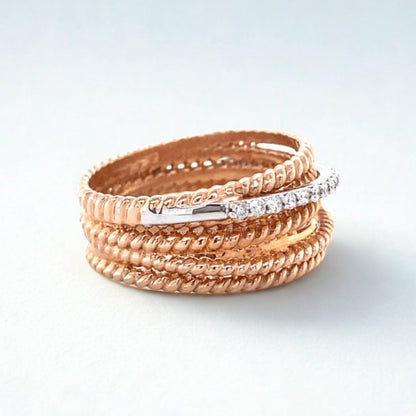 Twist Diamond Broad Band Ring