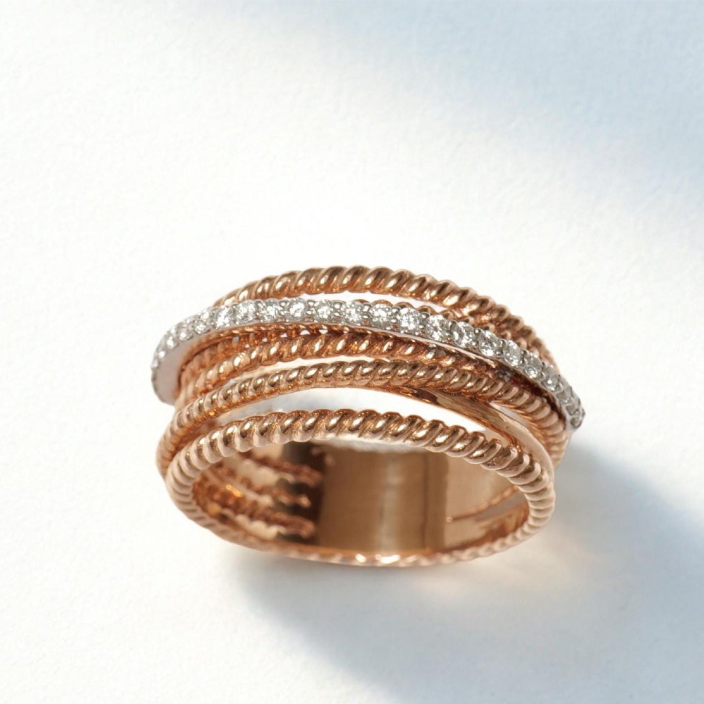 Twist Diamond Broad Band Ring
