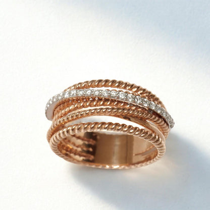 Twist Diamond Broad Band Ring