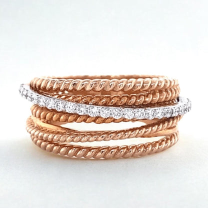 Twist Diamond Broad Band Ring