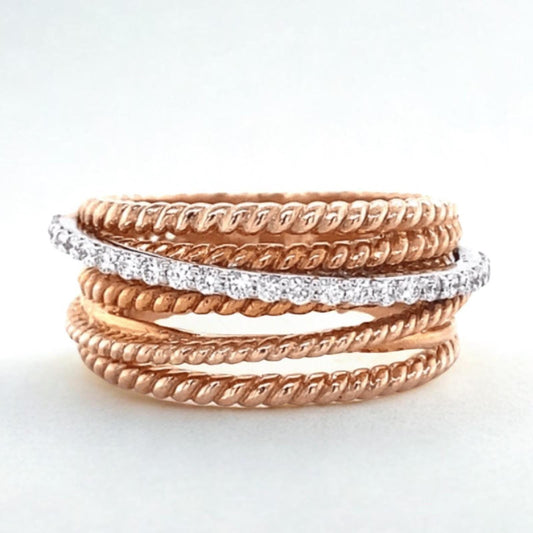 Twist Diamond Broad Band Ring