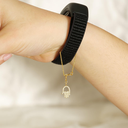 Hamsa Hand Natural Diamond Charm Pendant