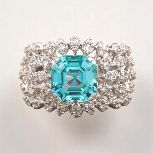 Aquamarine Diamond Ring