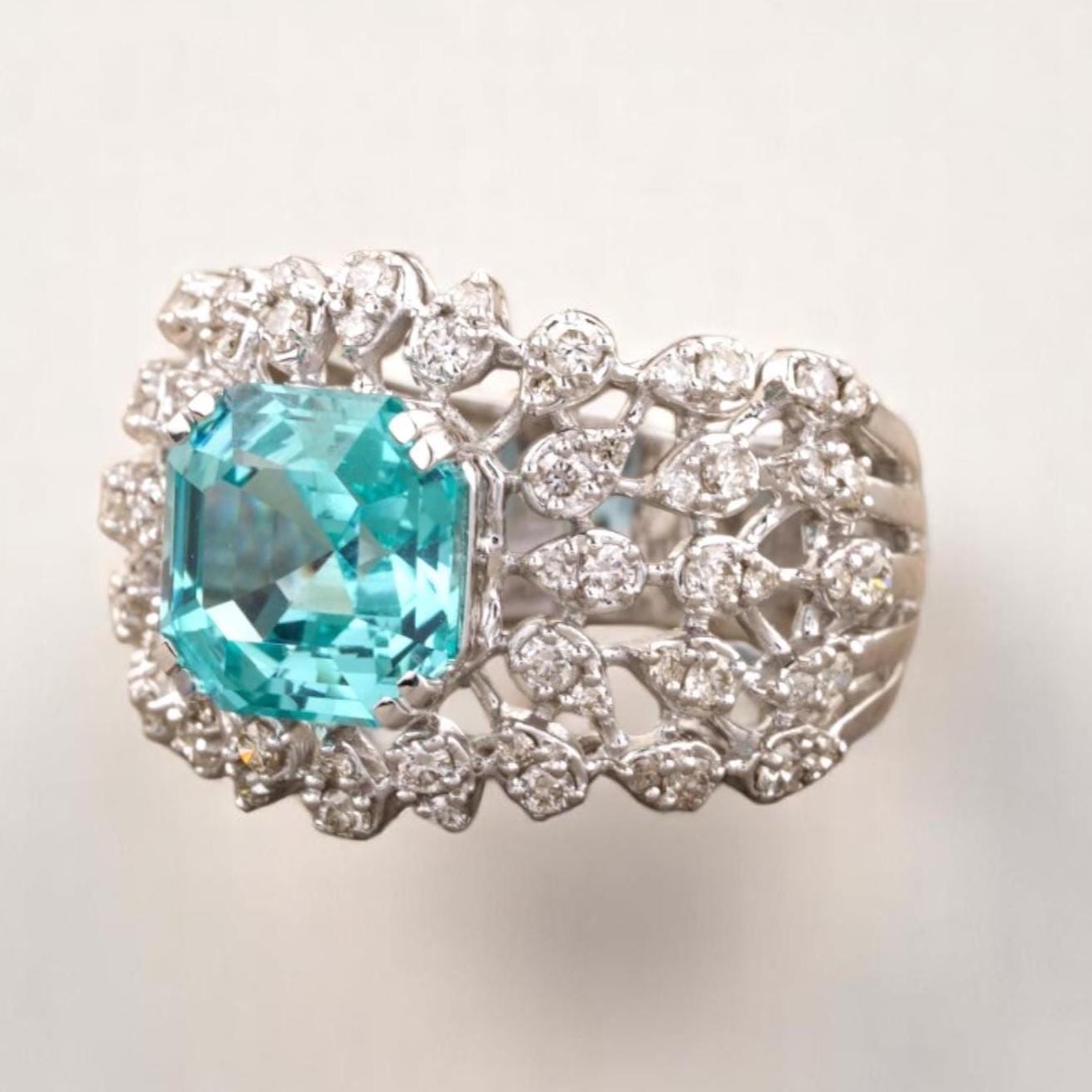 Aquamarine Diamond Ring