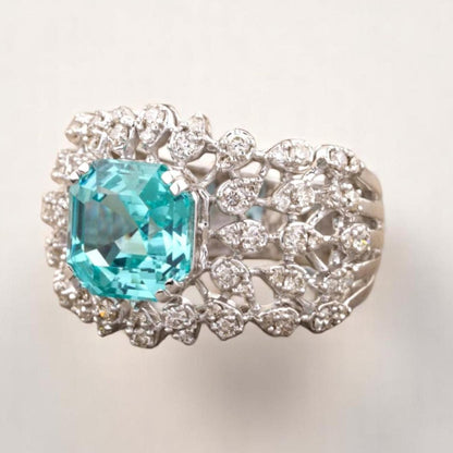 Aquamarine Diamond Ring