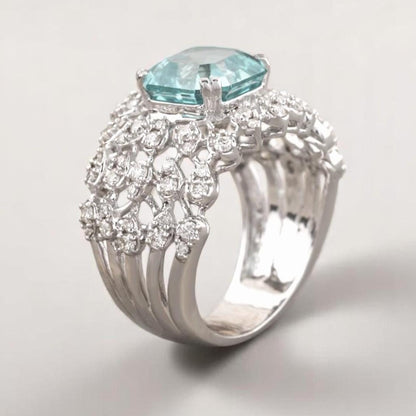 Aquamarine Diamond Ring
