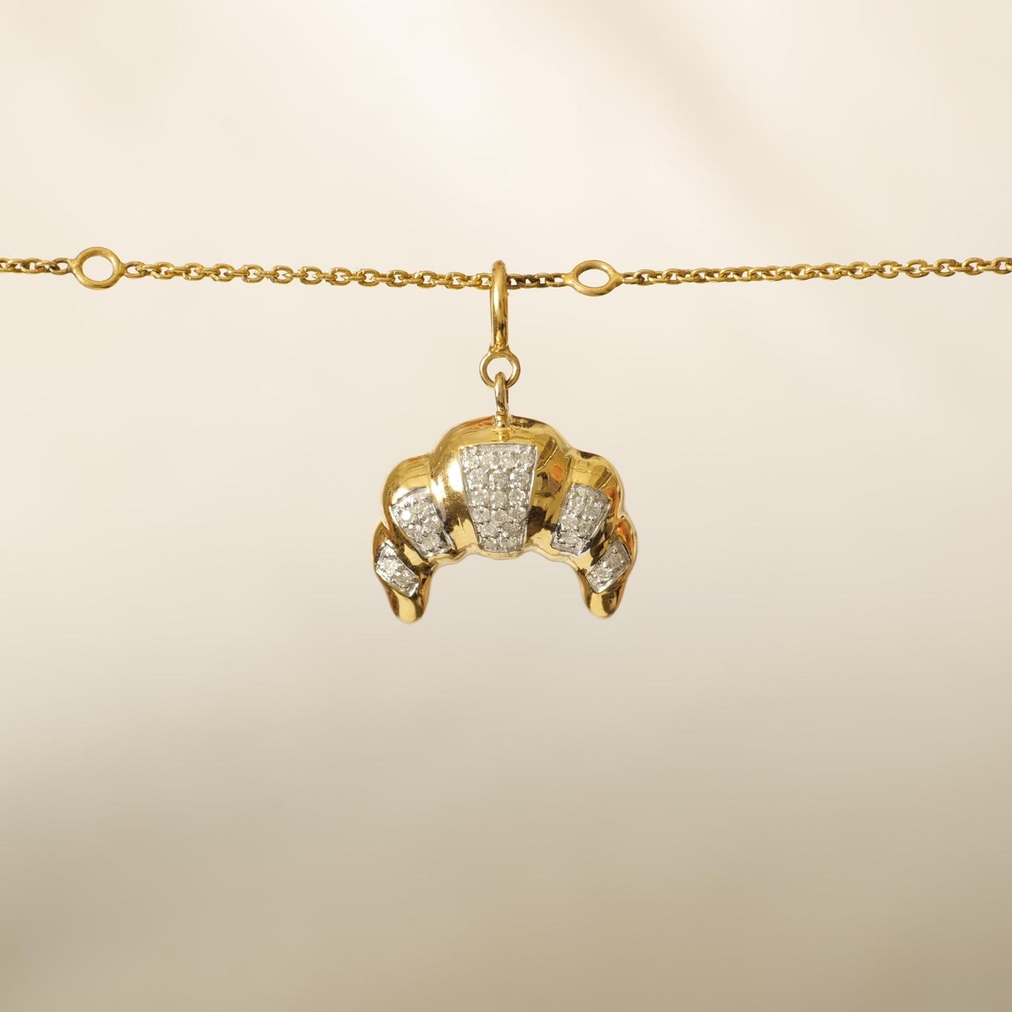 Croissant Natural Diamond Charm