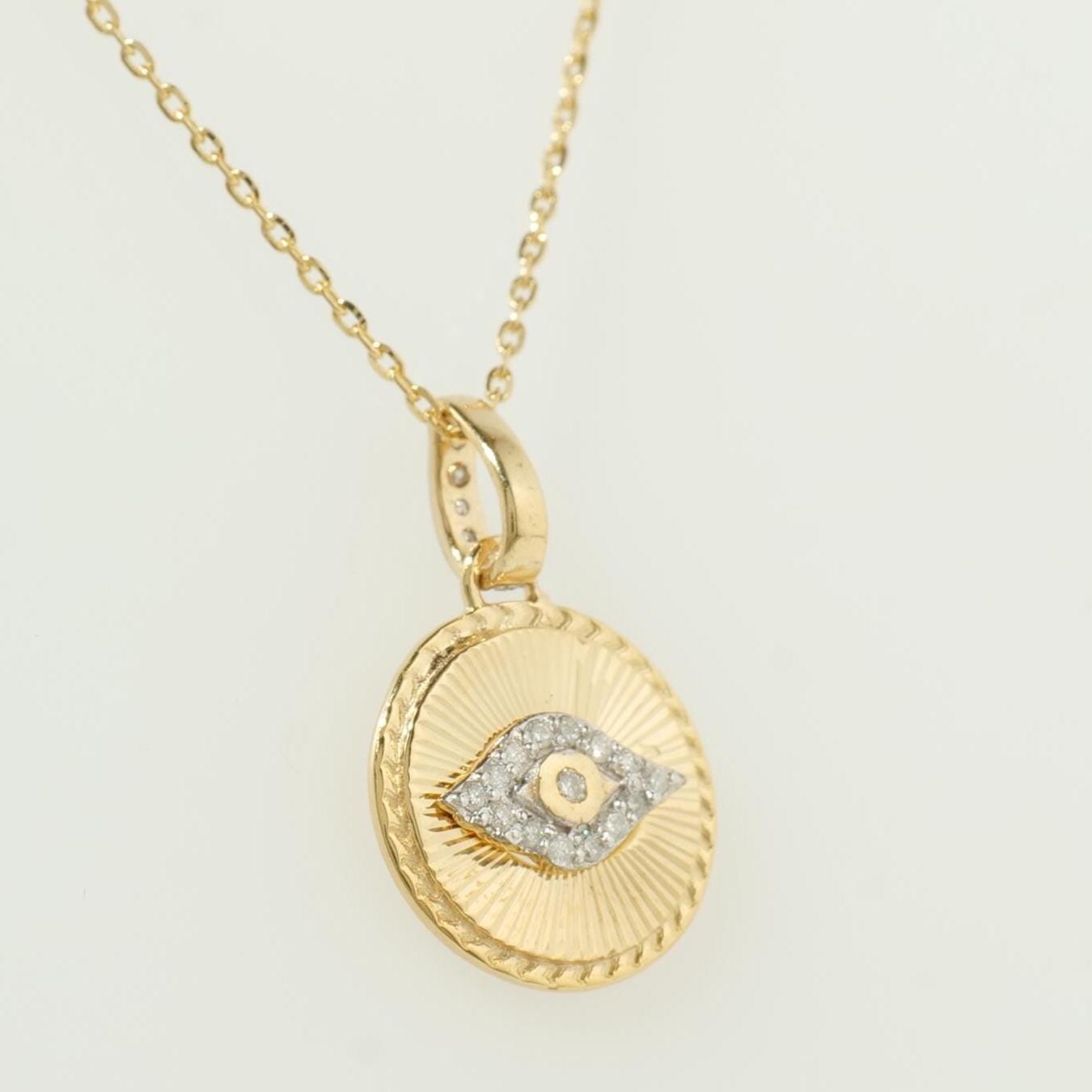 Evil Eye Medallion Diamond Necklace