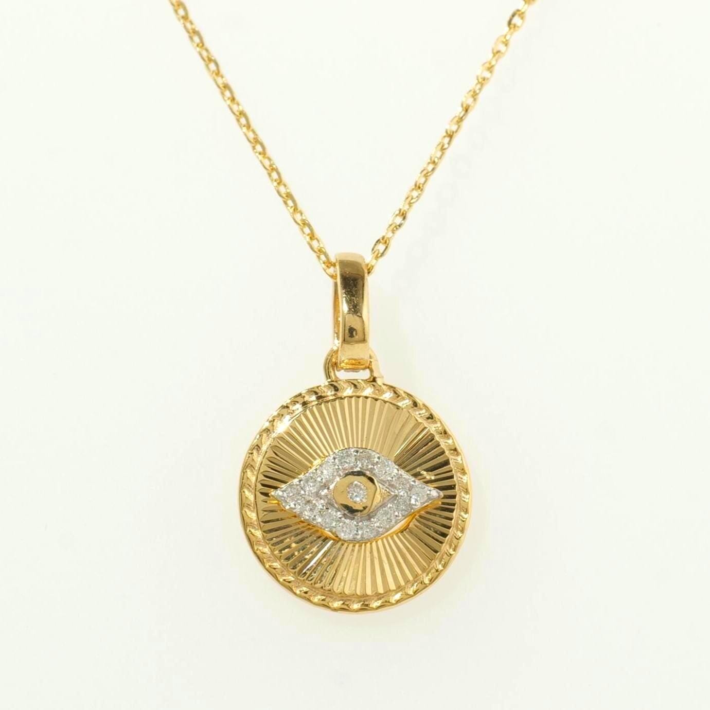 Evil Eye Medallion Diamond Necklace