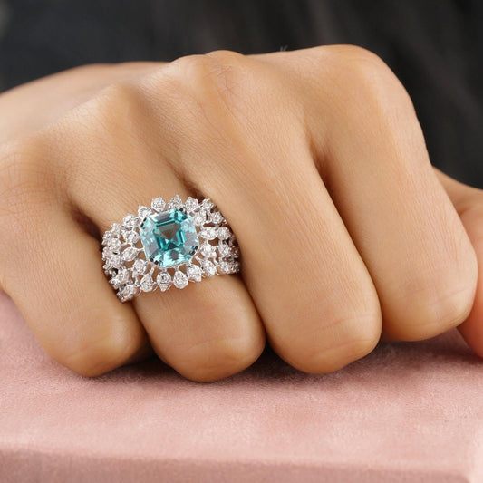 Aquamarine Diamond Ring