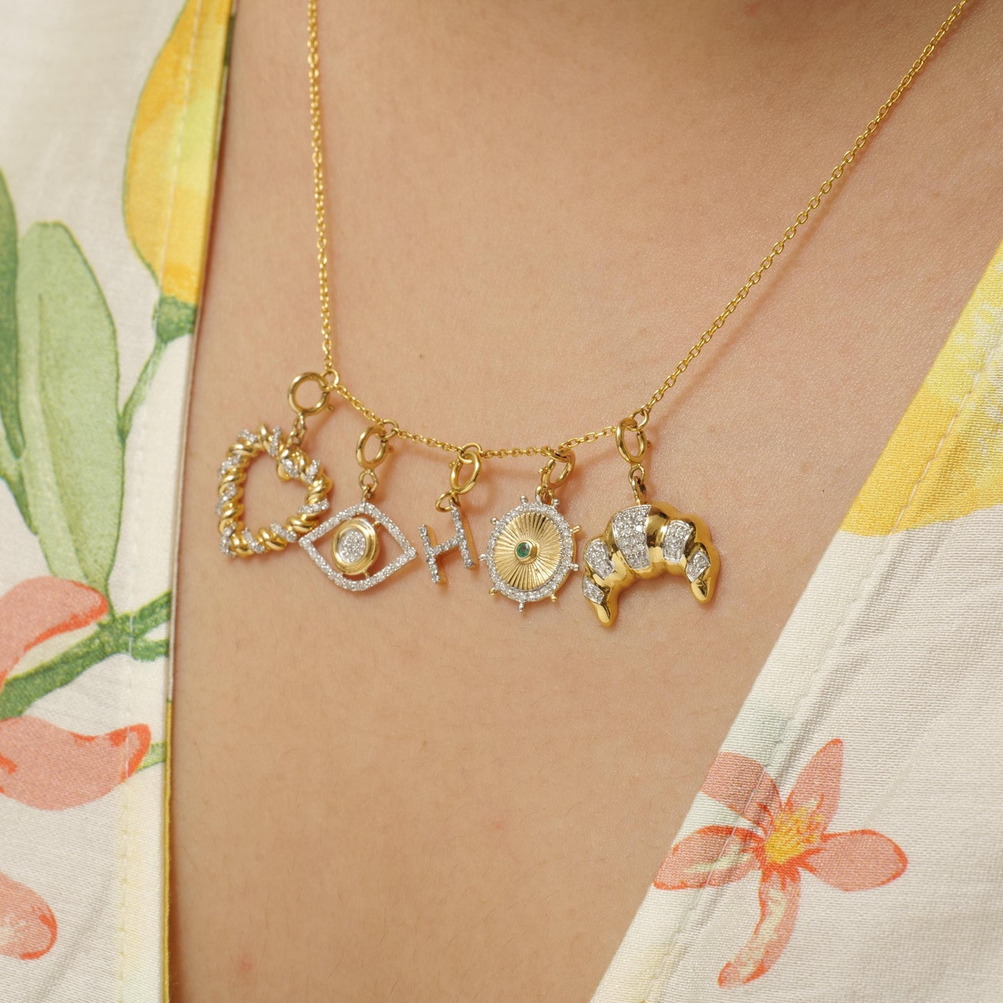 Croissant Natural Diamond Charm