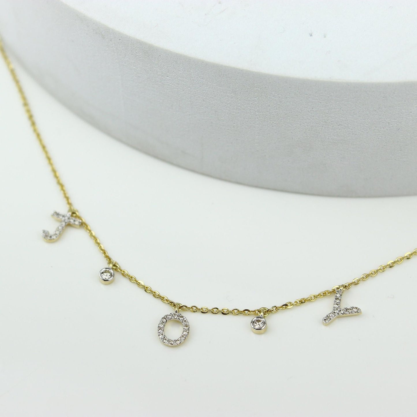 Dangle Joy Letter Diamond Necklace