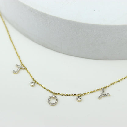 Dangle Joy Letter Diamond Necklace