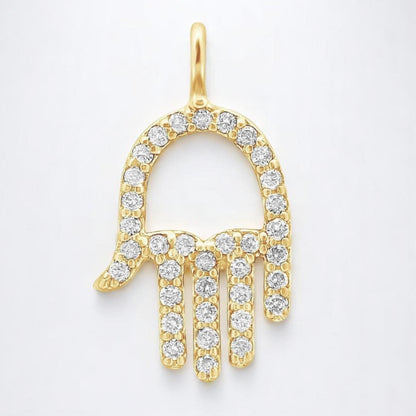 Hamsa Hand Natural Diamond Charm Pendant