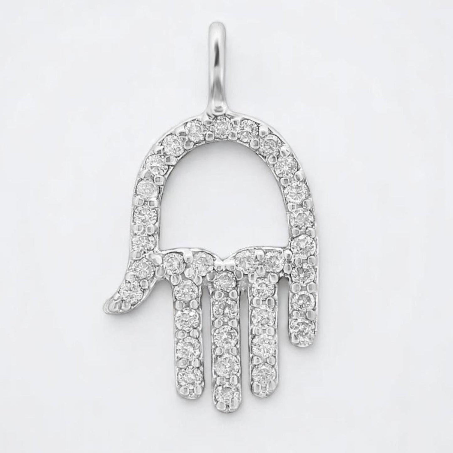 Hamsa Hand Natural Diamond Charm Pendant