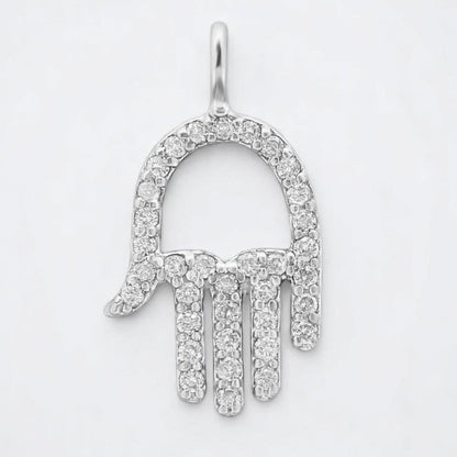 Hamsa Hand Natural Diamond Charm Pendant