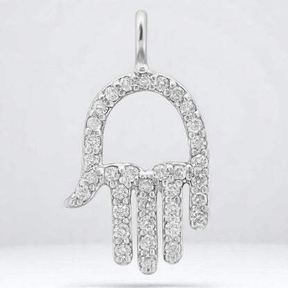 Hamsa Hand Natural Diamond Charm Pendant