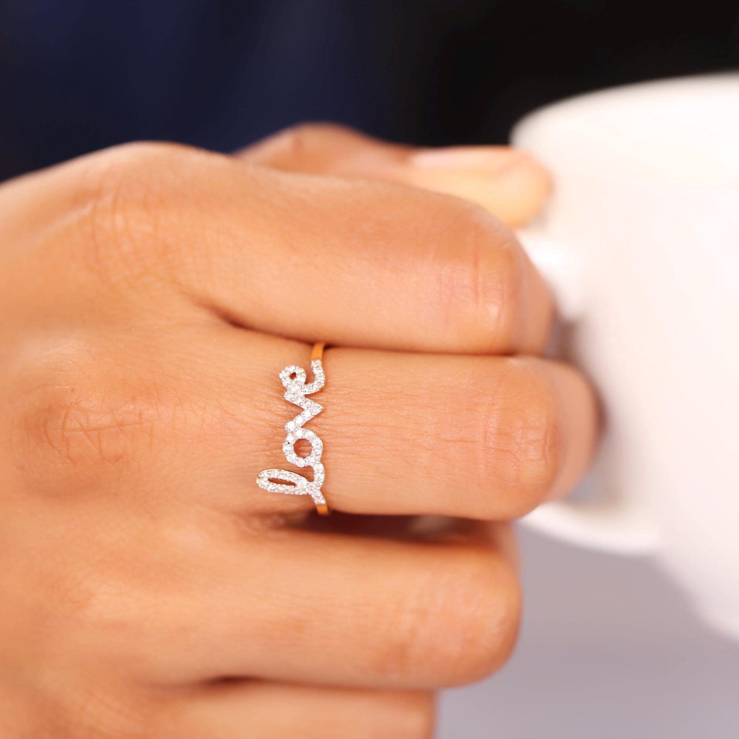 Handwritten Love Diamond Ring