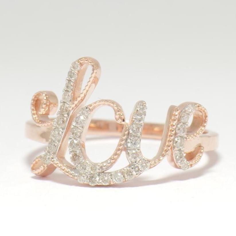 14kt Love Script Diamond Ring