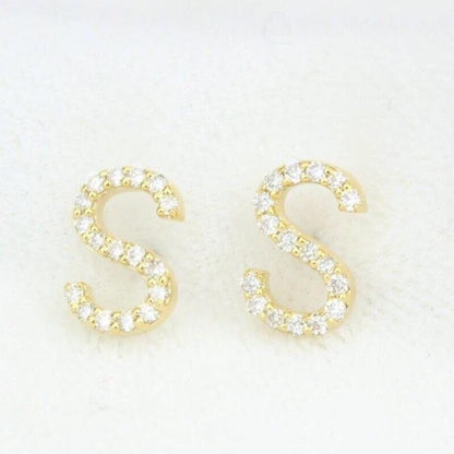S Initial Diamond Stud Earrings
