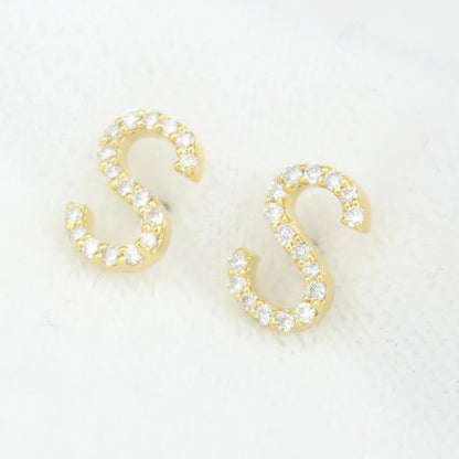 S Initial Diamond Stud Earrings
