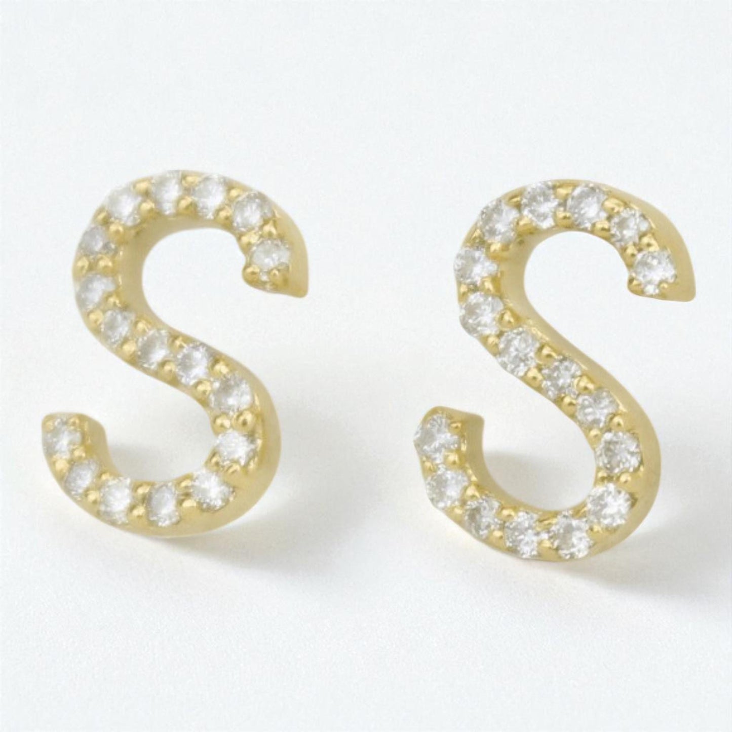 S Initial Diamond Stud Earrings