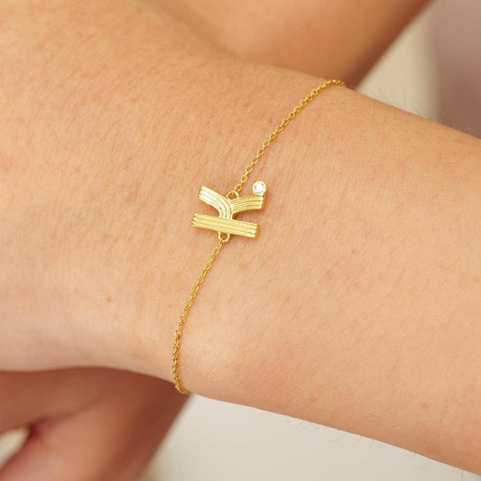 Ribbed Initial Diamond Bracelet